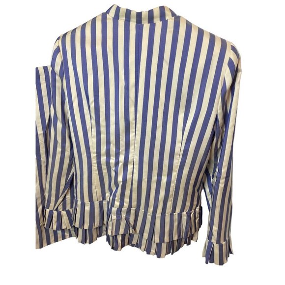 Vintage 90s Handmade Blue White Vertical Stripe Skirt and Jacket Set Sz M - Picture 3 of 16
